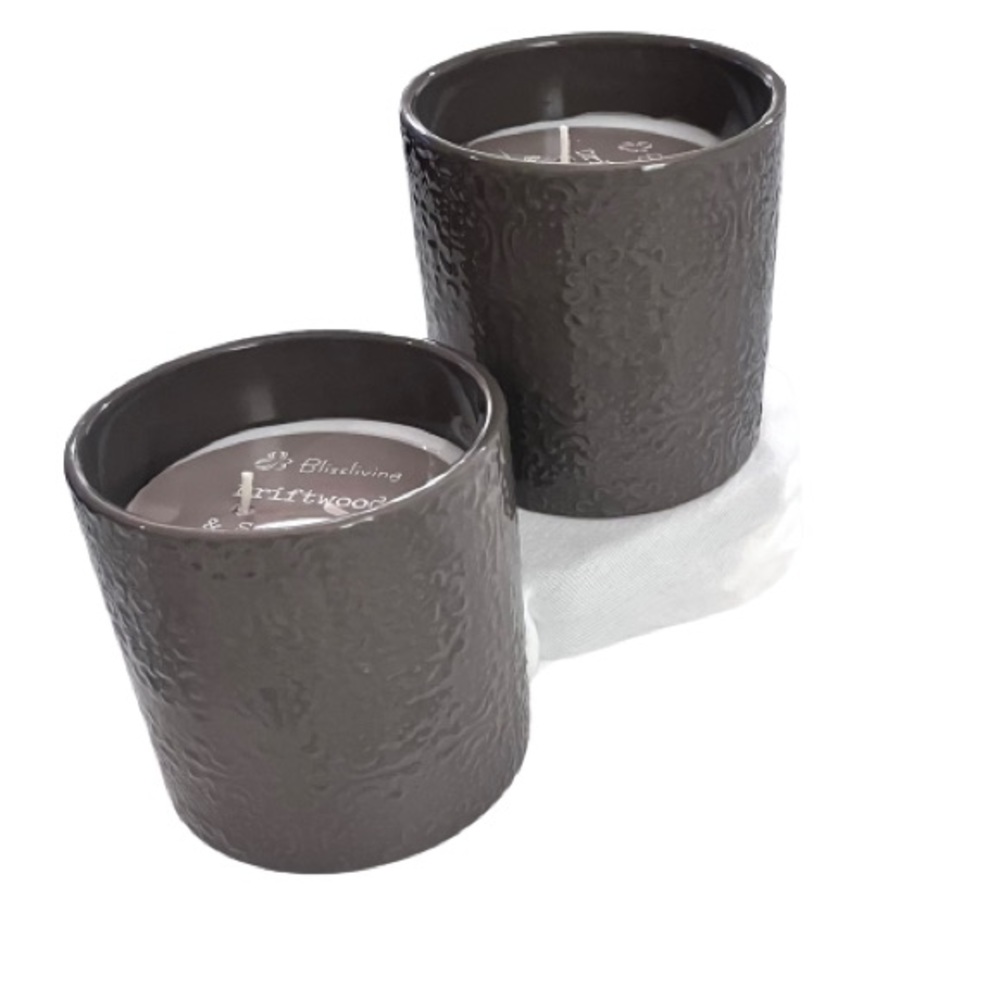 NWT- Set of 2 Blissliving Driftwood and Sea Salt Double Wick Candles